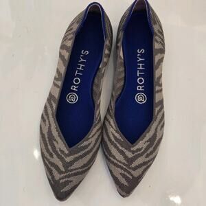 Rothy’s The Point Gray Zebra Pointed Flats Size 7.5‎ Retired Rare Comfy EUC!